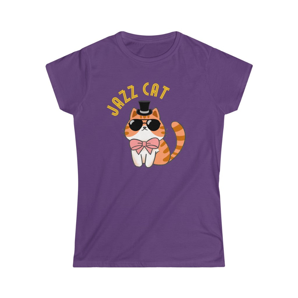A funny jazz cat tshirt with the text "jazz cat" and the image of a real jazz cat. A great jazz t shirt for those who love jazz music or lindy hop