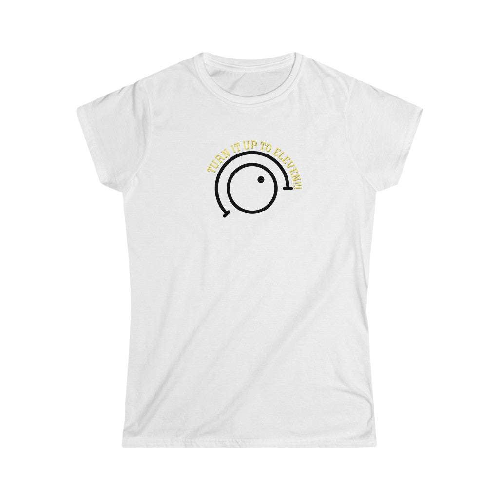 A music tshirt with the text "turn it up to eleven". A funny music tshirt for metal fans.