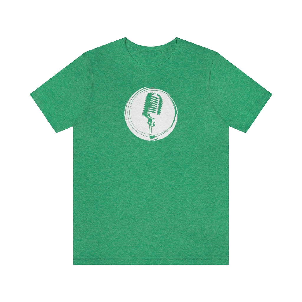 A rock tshirt with an image of a retro mic. For rockers and singers needing a rock tshirt.