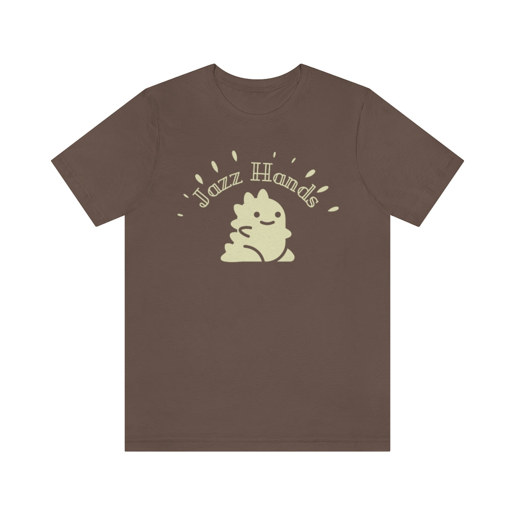 A jazz t shirt for those dancing lindy hop with the text "jazz hands". A funny tshirt for any swing dancer.
