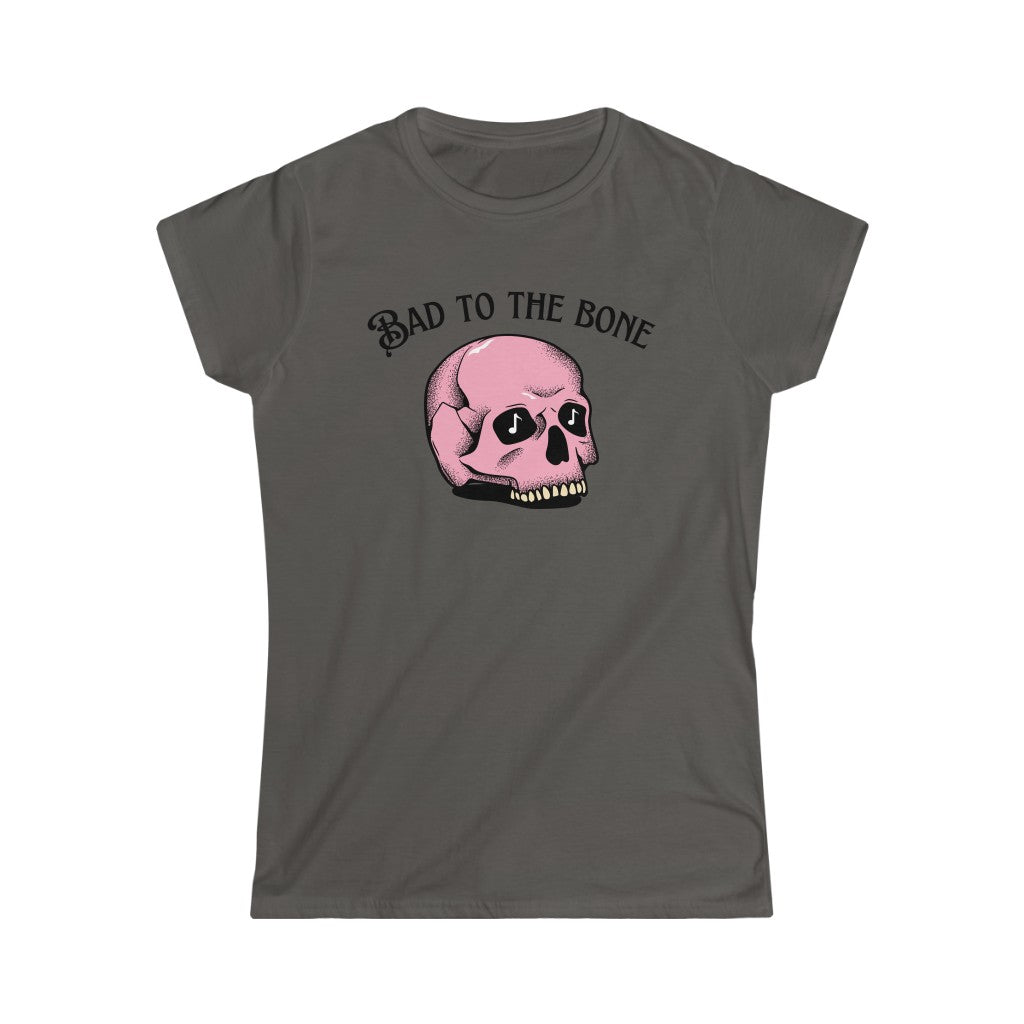 A rock tshirt with the text "bad to the bone". For lovers of classic rock and needing a rock tshirt.