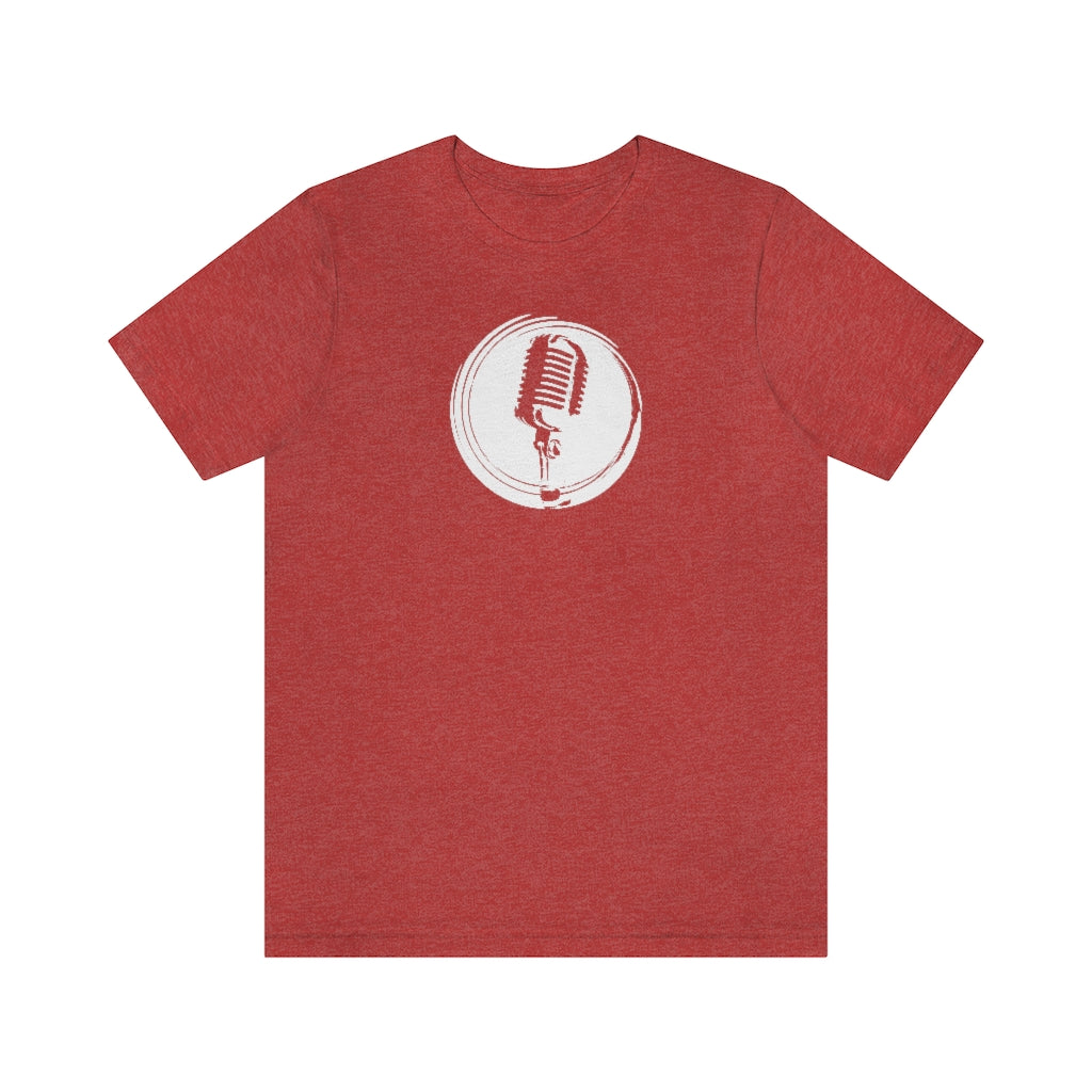 A rock tshirt with an image of a retro mic. For rockers and singers needing a rock tshirt.