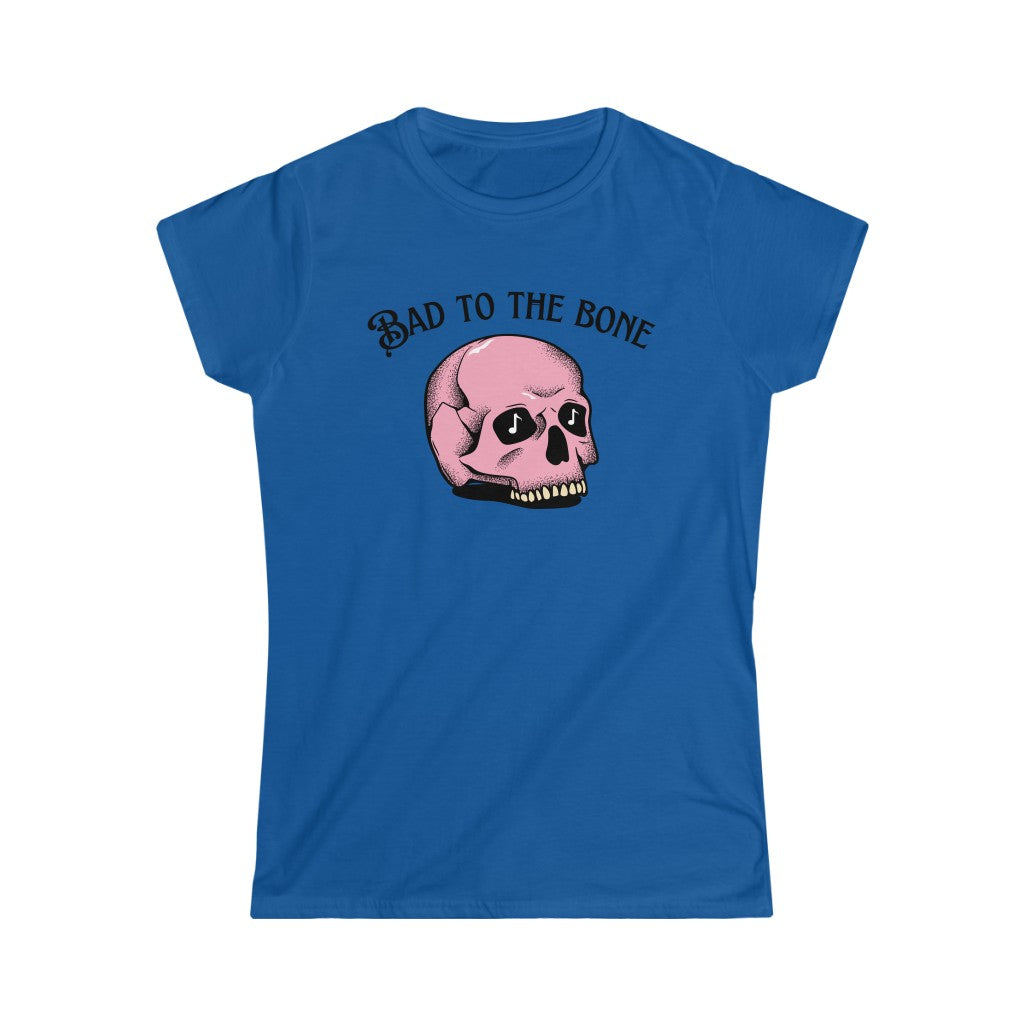 A rock tshirt with the text "bad to the bone". For lovers of classic rock and needing a rock tshirt.