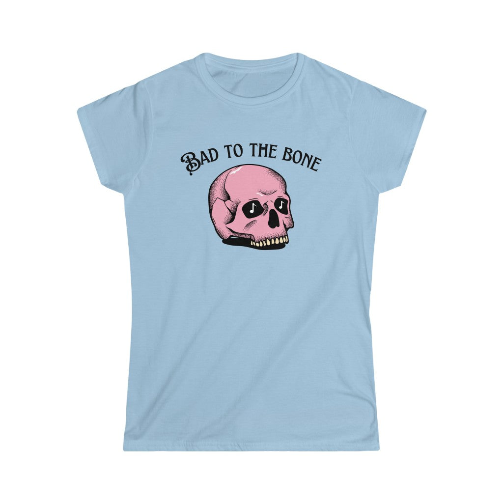 A rock tshirt with the text "bad to the bone". For lovers of classic rock and needing a rock tshirt.