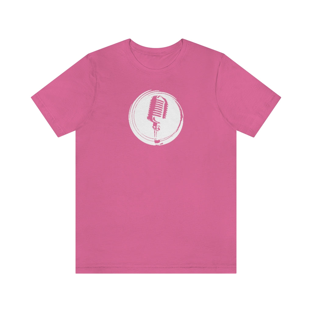 A rock tshirt with an image of a retro mic. For rockers and singers needing a rock tshirt.