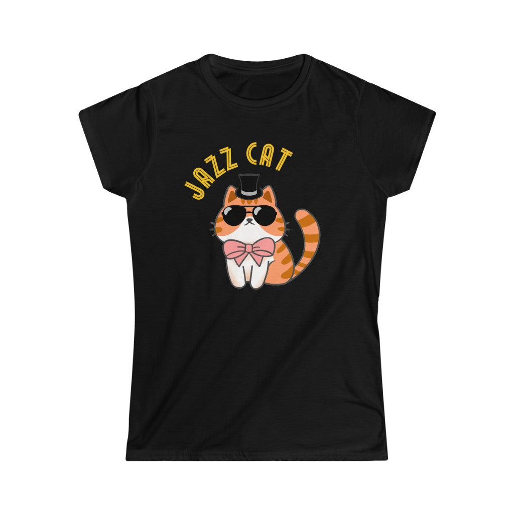A funny jazz cat tshirt with the text "jazz cat" and the image of a real jazz cat. A great jazz t shirt for those who love jazz music or lindy hop