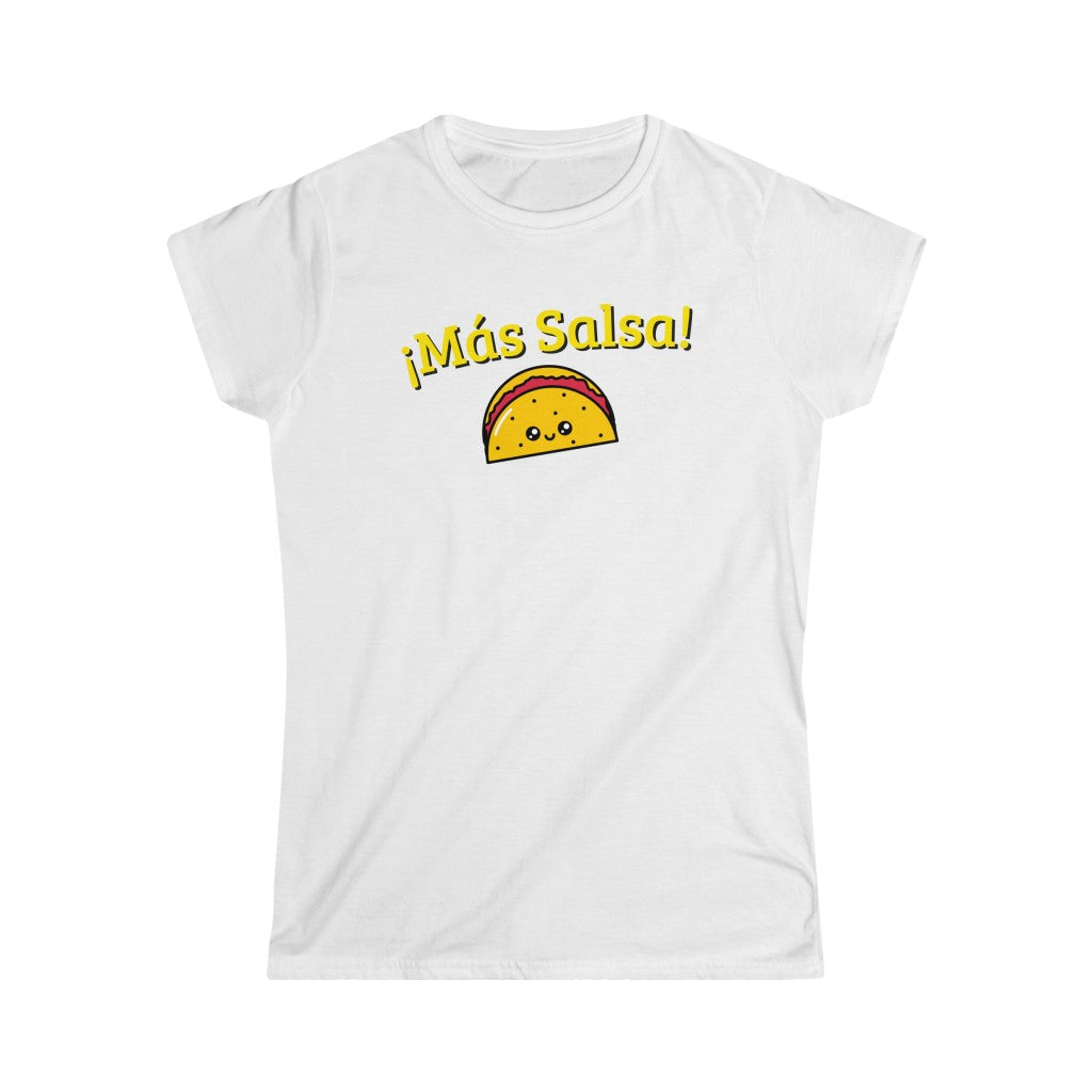A funny tshirt with the text "mas salsa". A really comical tshirt for salsa dancers.
