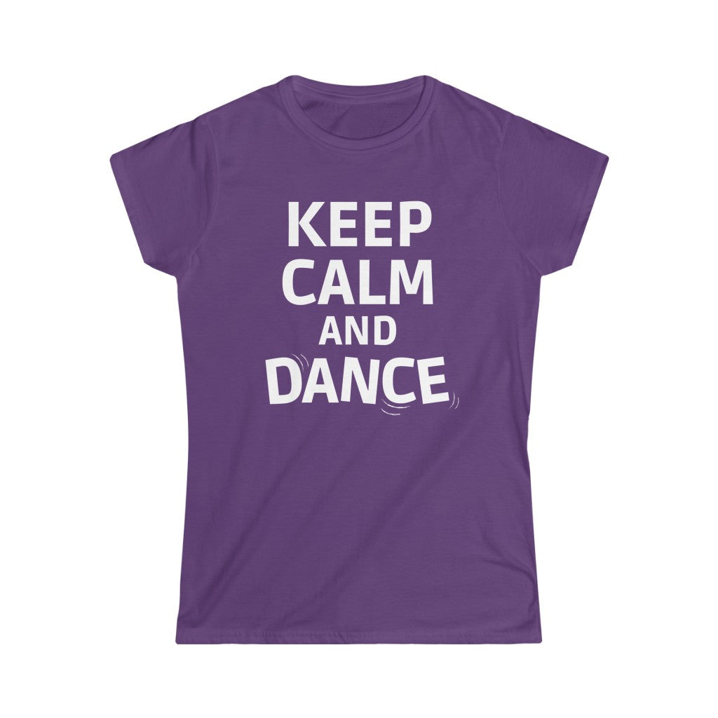 A dance T-shirt with the text "Keep Calm AND Dance". A funny tshirt with a new take on "keep calm and carry on". The perfect dancing queen t shirt.