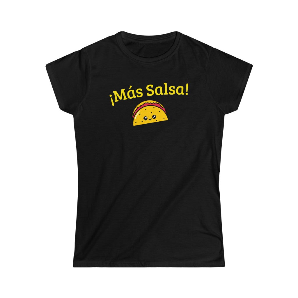 A funny tshirt with the text "mas salsa". A really comical tshirt for salsa dancers.