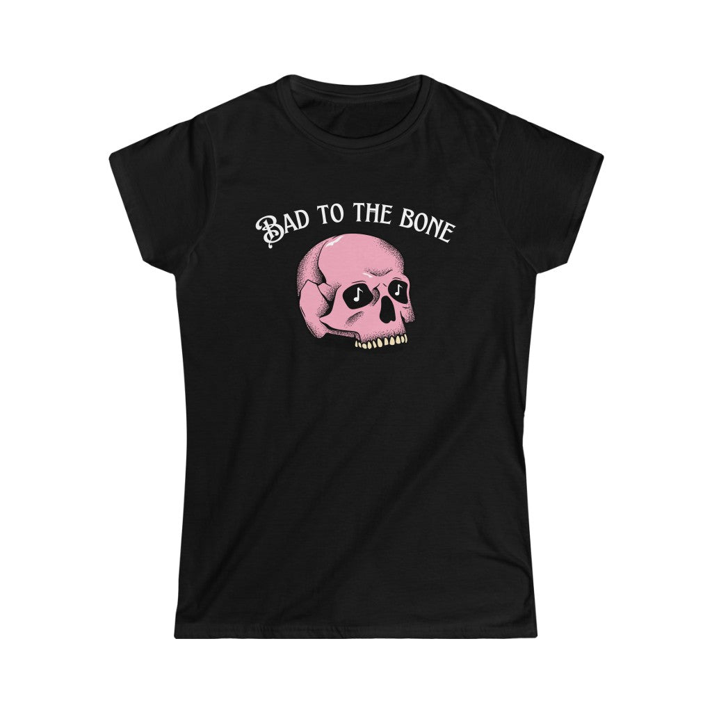 A rock tshirt with the text "bad to the bone". For lovers of classic rock and needing a rock tshirt.