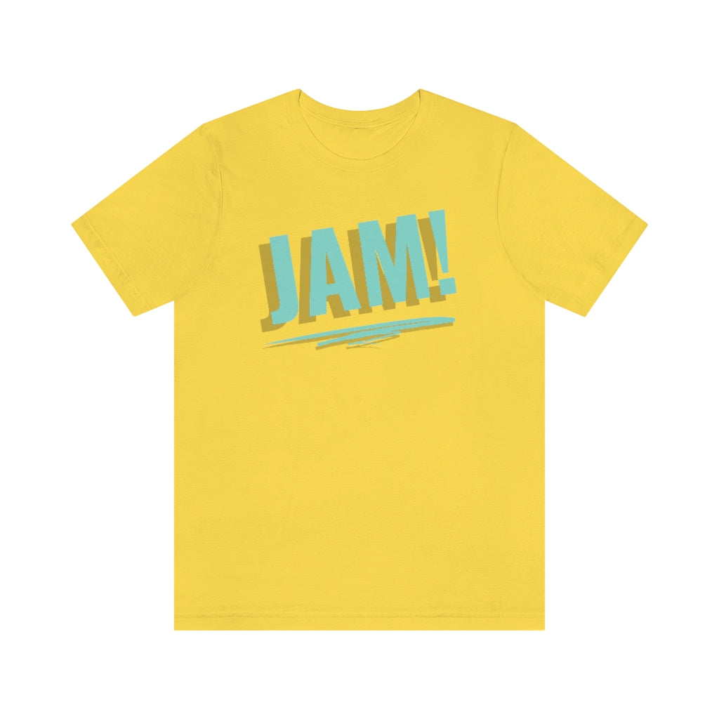 A dance tshirt with the text "JAM!". Great for the ones dancing lindy hop, salsa, west coast swing, tango or ballet.