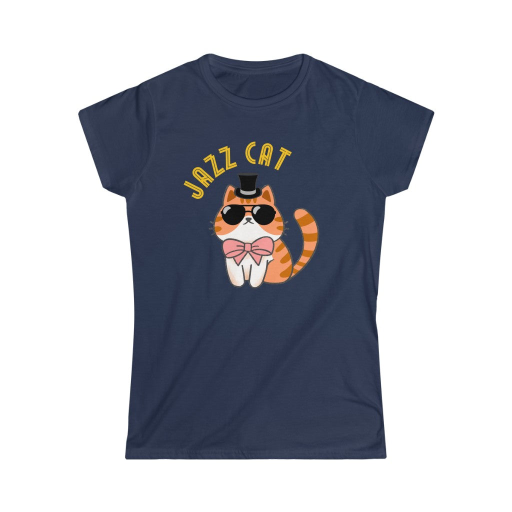 A funny jazz cat tshirt with the text "jazz cat" and the image of a real jazz cat. A great jazz t shirt for those who love jazz music or lindy hop