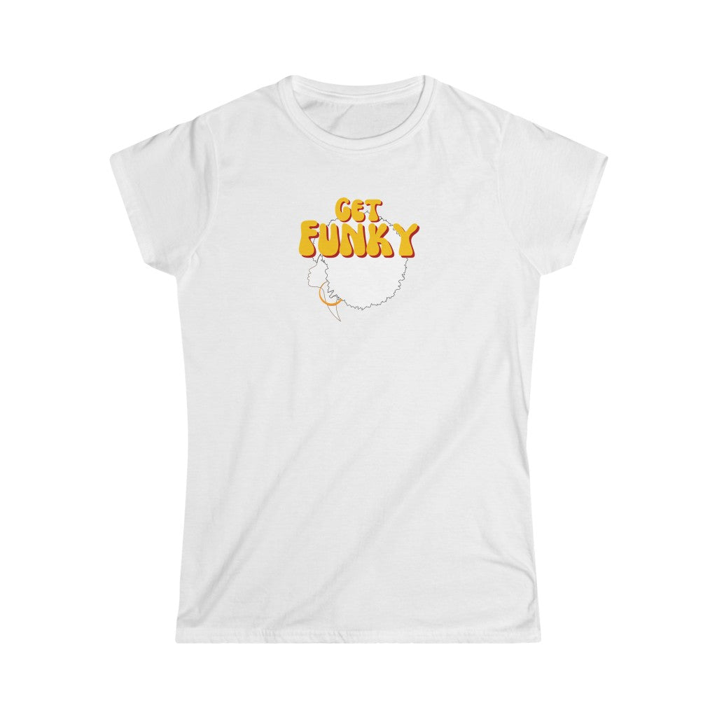 A funk tshirt with the text "get funky". A really cool tshirt for those loving funk music