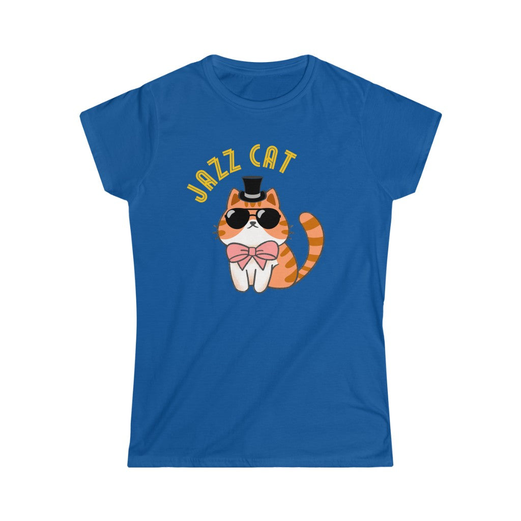 A funny jazz cat tshirt with the text "jazz cat" and the image of a real jazz cat. A great jazz t shirt for those who love jazz music or lindy hop
